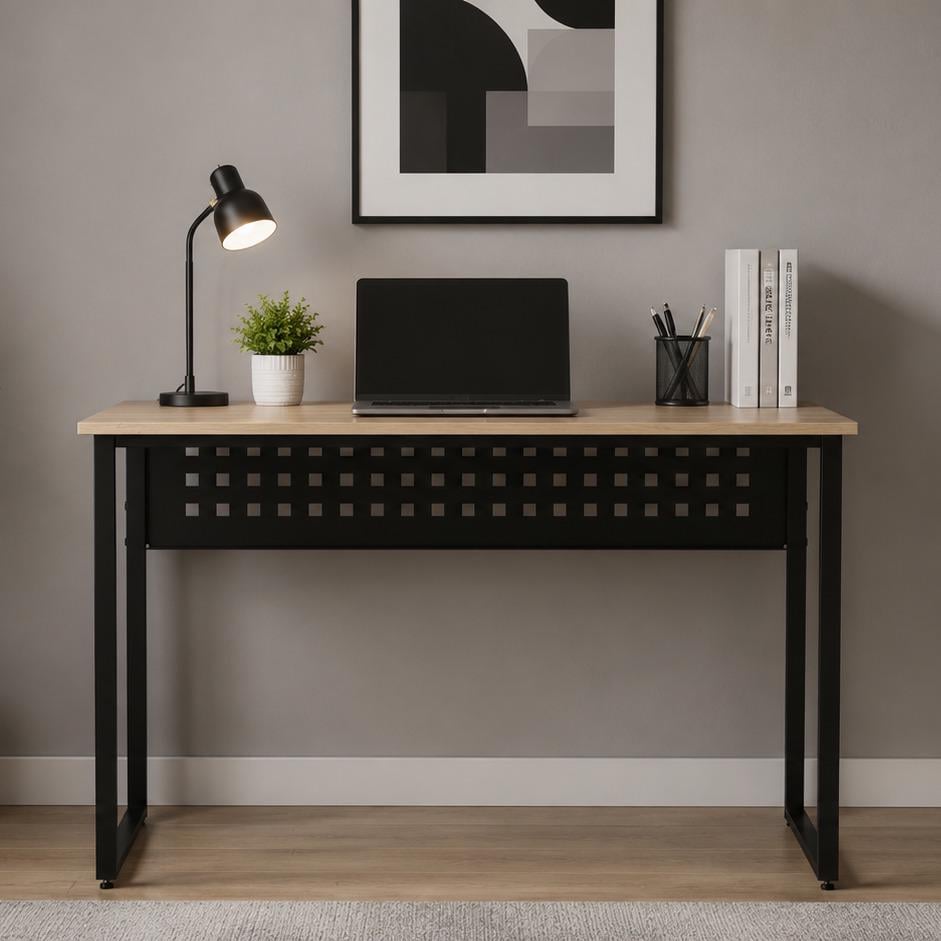 Стол письменный Ferrum-decor Майк металл/ДСП 16 мм 75x140x70 см Черный/Дуб Кремона Торро (FRD-108363)