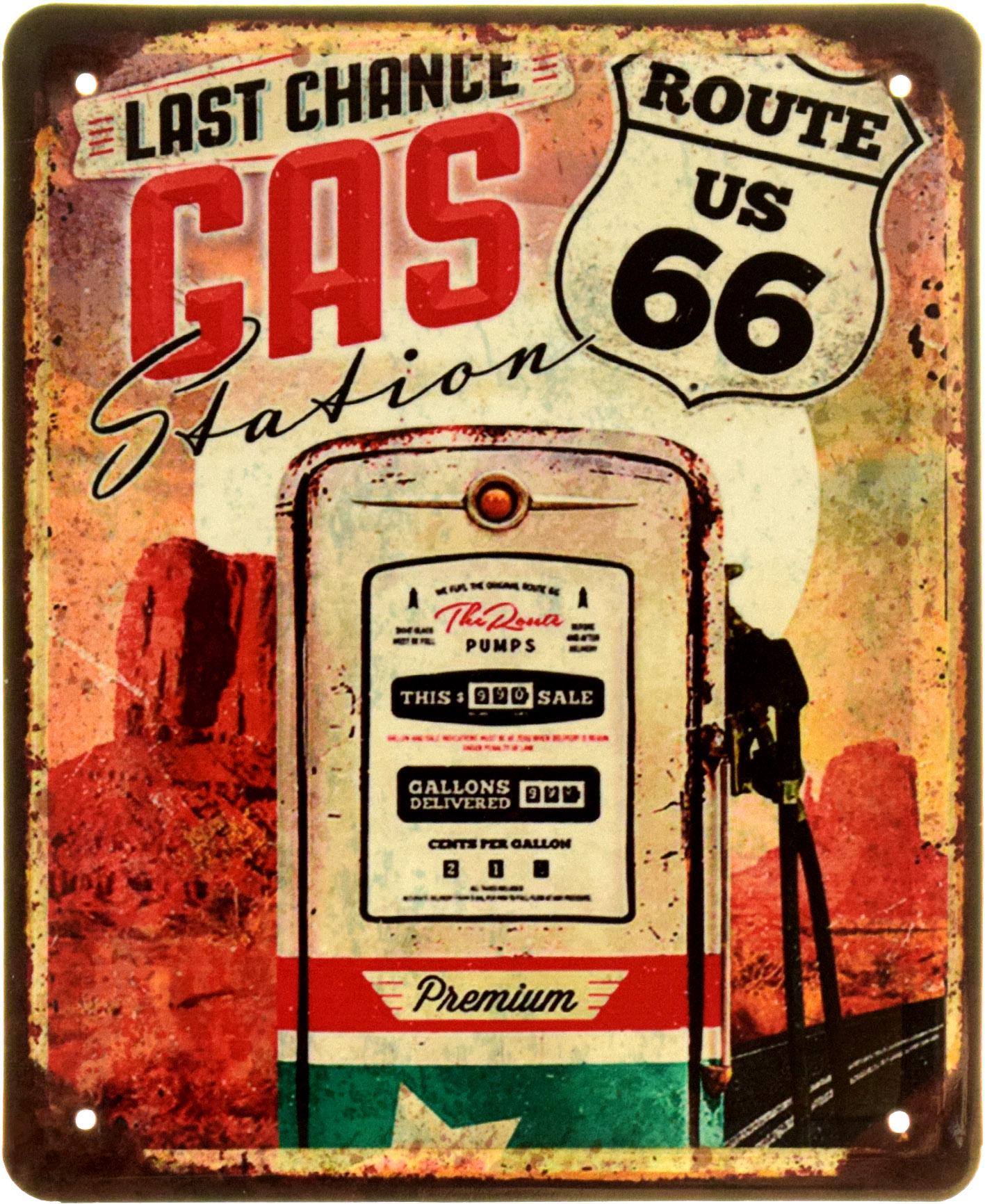 Табличка металева "Last Chance Gas Station Route 66" 18x22 см (ms-103910)