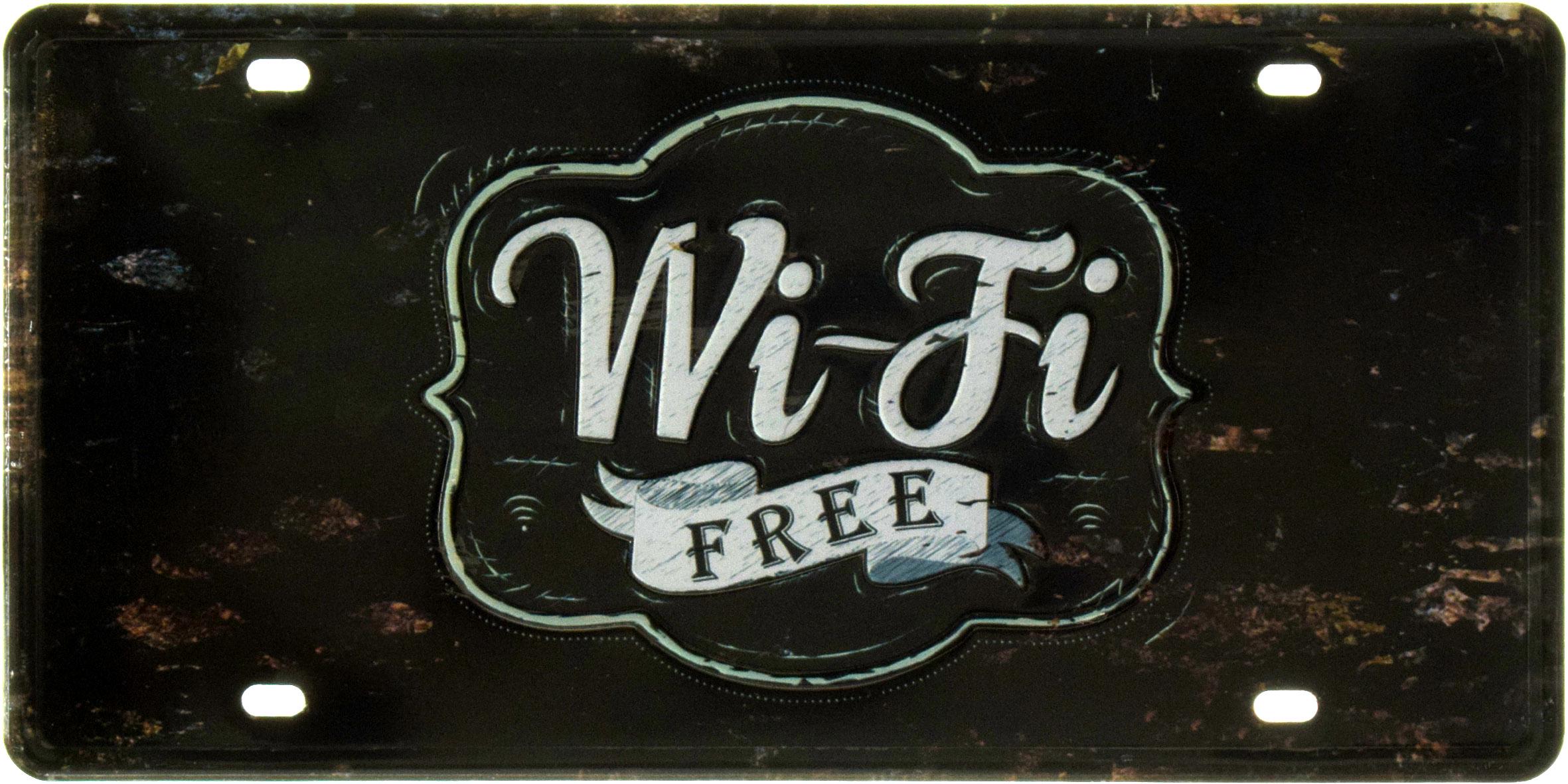 Табличка металева Wi-Fi Free Темний Фон 15x30 см