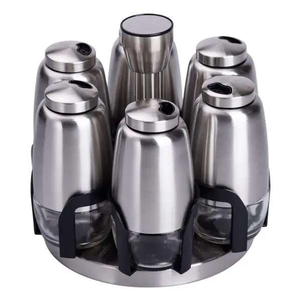 Набір баночок для спецій YIWU на поворотній підставці 6 шт. по 120 мл Хром (147-107-HP-1300) - фото 3