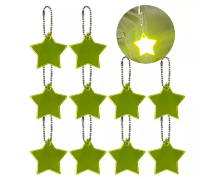 Брелки на сумку светоотражающие 10 шт. 55 мм Желтый (34081/1) - фото 2 Брелки на сумку светоотражающие 10 шт. 55 мм Желтый (34081/1) - фото 2