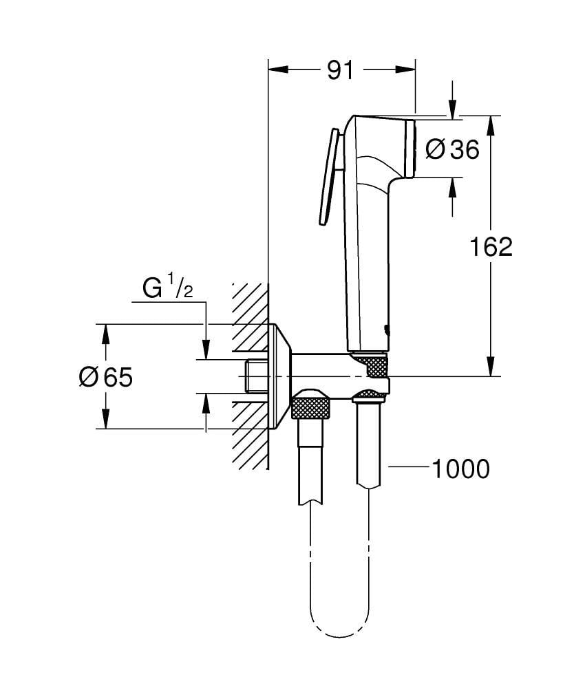 Набор душевой с угловым вентилем Grohe Tempesta-F Trigger Spray 30 1 вид струи Хром (26358000) - фото 2