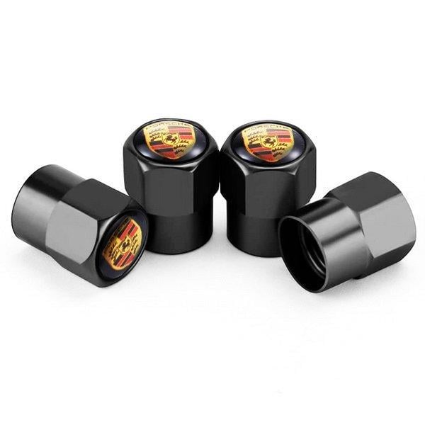 Набір ковпачків на ніпель для автомобіля SUNROZ Caps Short Porsche 4 шт. Black Набір ковпачків на ніпель для автомобіля SUNROZ Caps Short Porsche 4 шт. Black