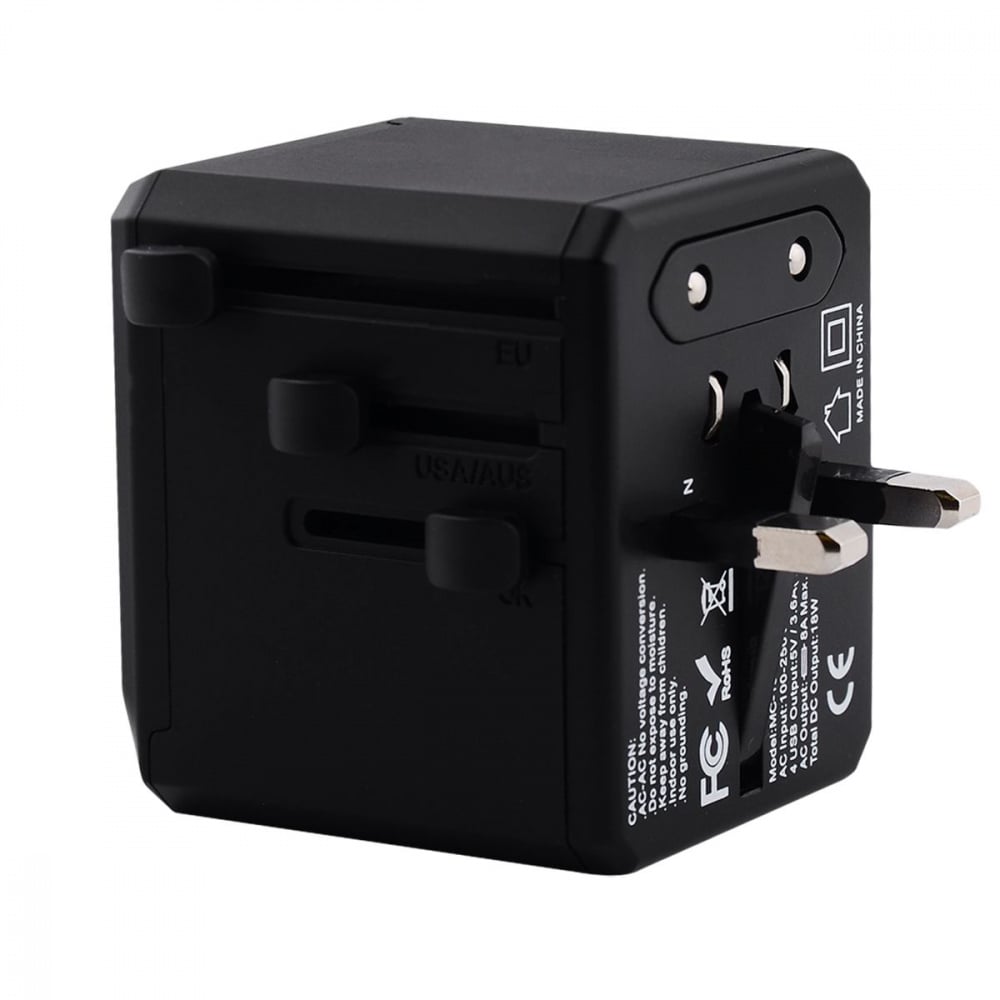 Адаптер Travel Adapter Yesido MC-10 Type-C UK/EU/US/AUS Black - фото 5