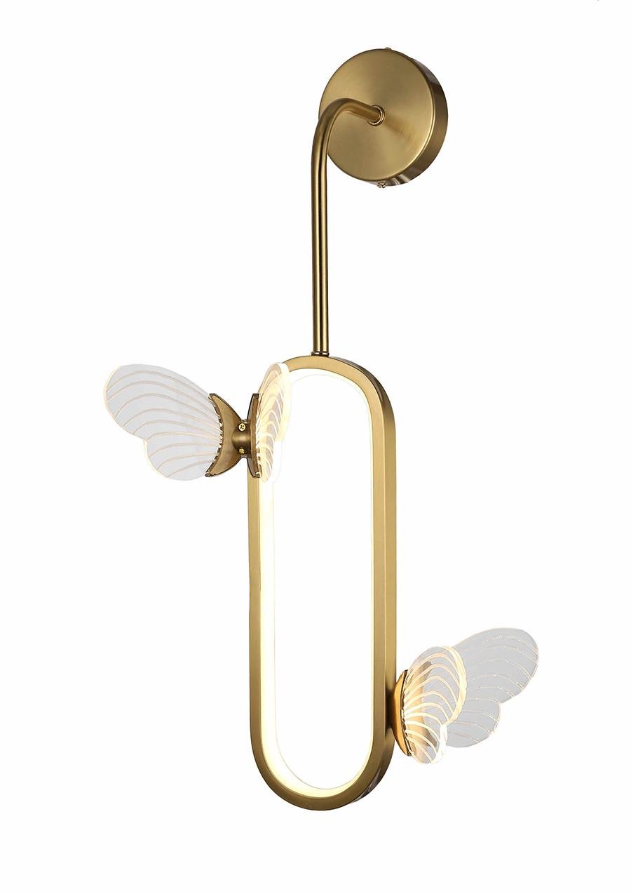 Бра светодиодное Levistella 918VP108 BRZ овальное кольцо с двумя декоративными хрустальными бабочками LED Бронзовый (1887932571)