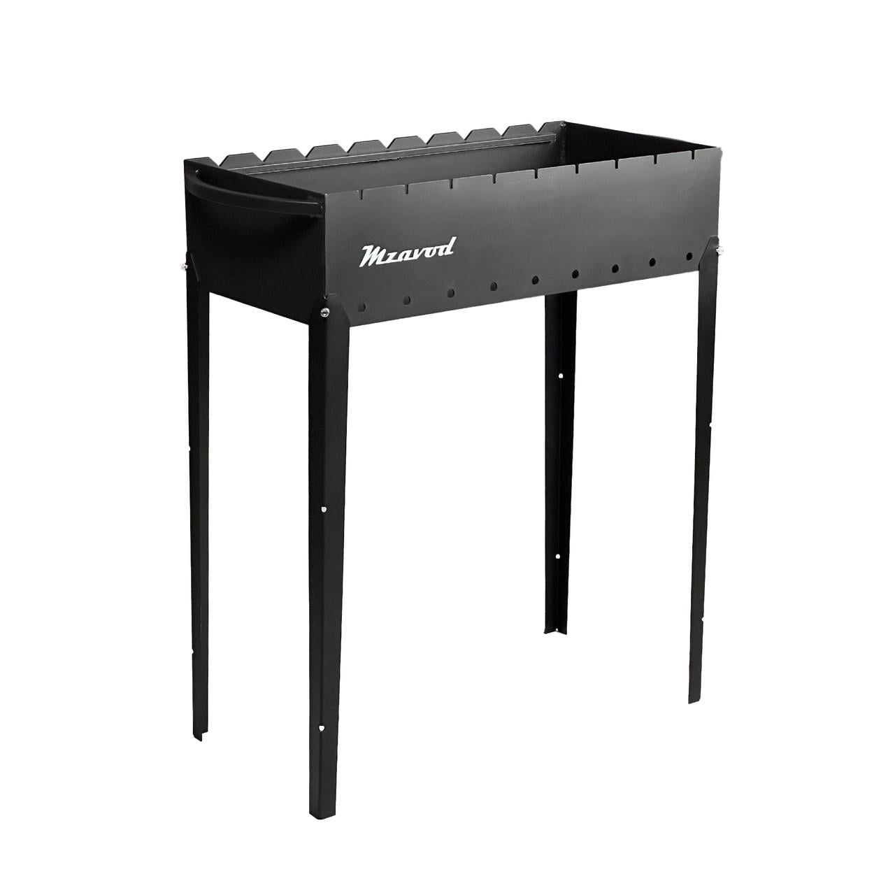 Мангал разборный Mzavod Эней со съемными ножками металлический для шашлыка на 9 шампуров 3 мм Черный (127-17-1020520100003)