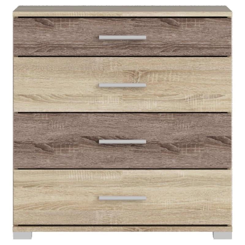 Комод Эверест Бриз К-5 4 ящика Дуб сонома/Трюфель (е-20017) - фото 3