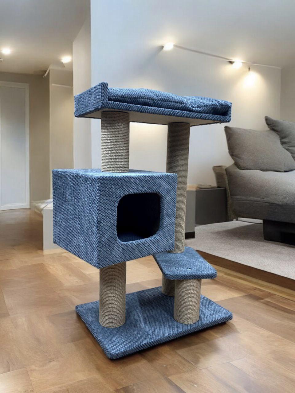 Игровой комплекс с лежанкой и подушкой 95х40х60 см Серый (21706953)