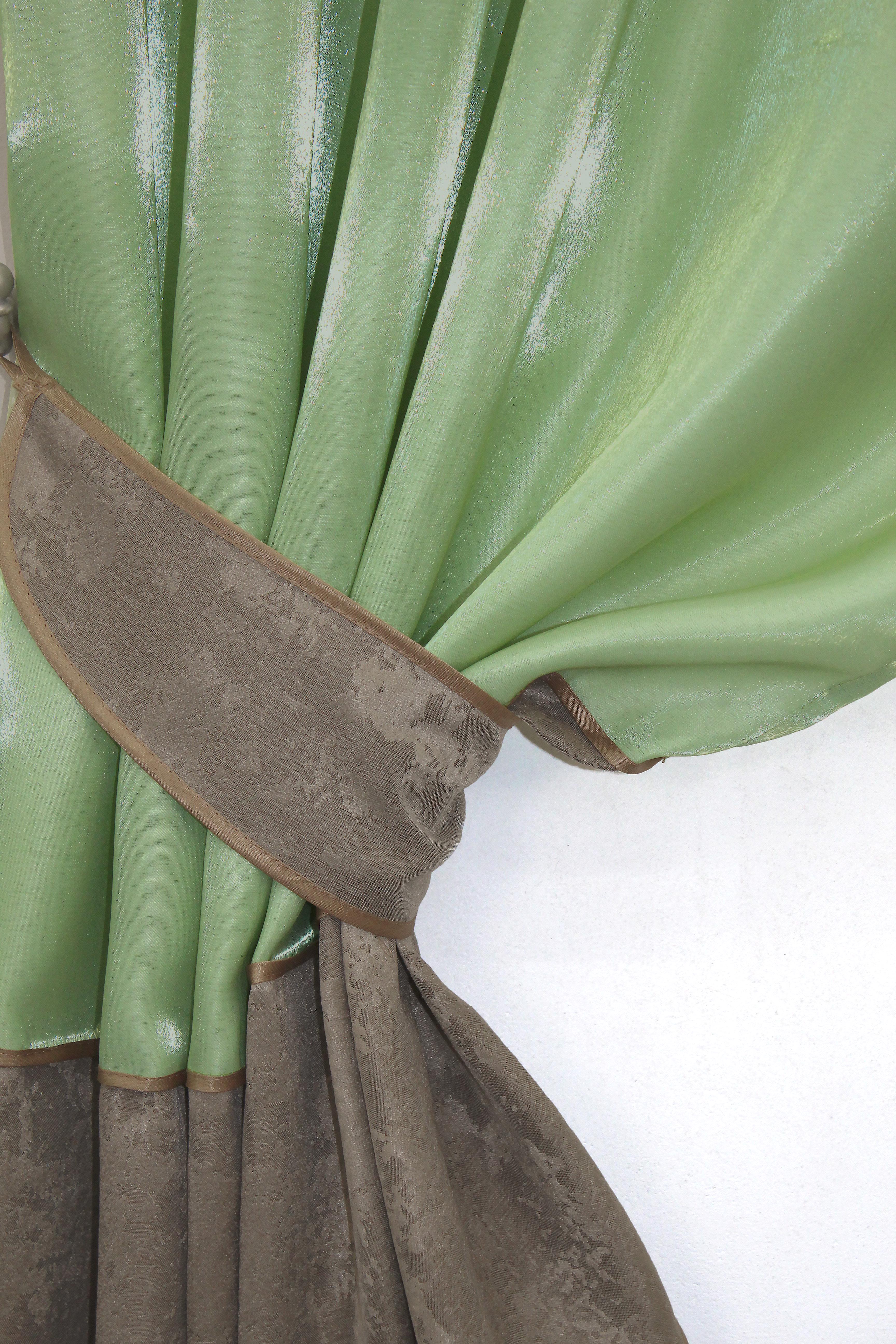 Штори кухонні VR-Textil № 073к з ламбрекеном і підхватами 270х170 см Оливковий/Світло-коричневий (52-0389) - фото 3