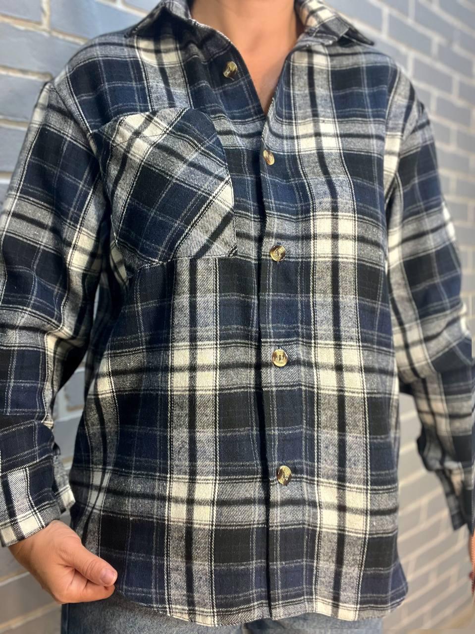 Сорочка жіноча Ariadna 8051 картата оверсайз байкова OS Темно-синій (2574) - фото 2