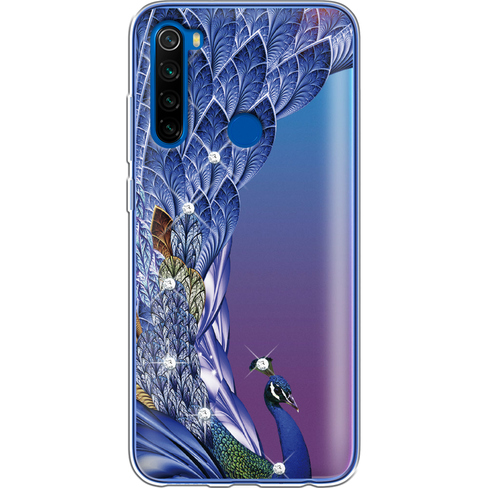 Чехол Boxface Xiaomi Redmi Note 8T Павлин со стразами Прозрачный силикон (38532-rs7-38532)