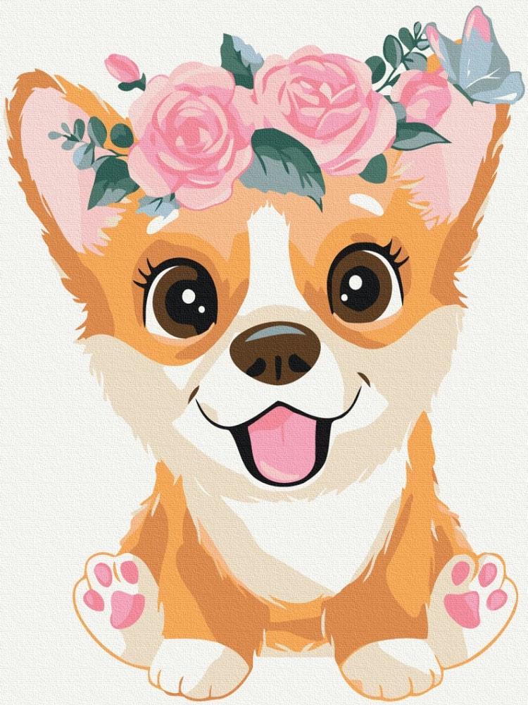 Картина по номерам Brushme SH7097 Корги в Веночке 30x40 см (27597)