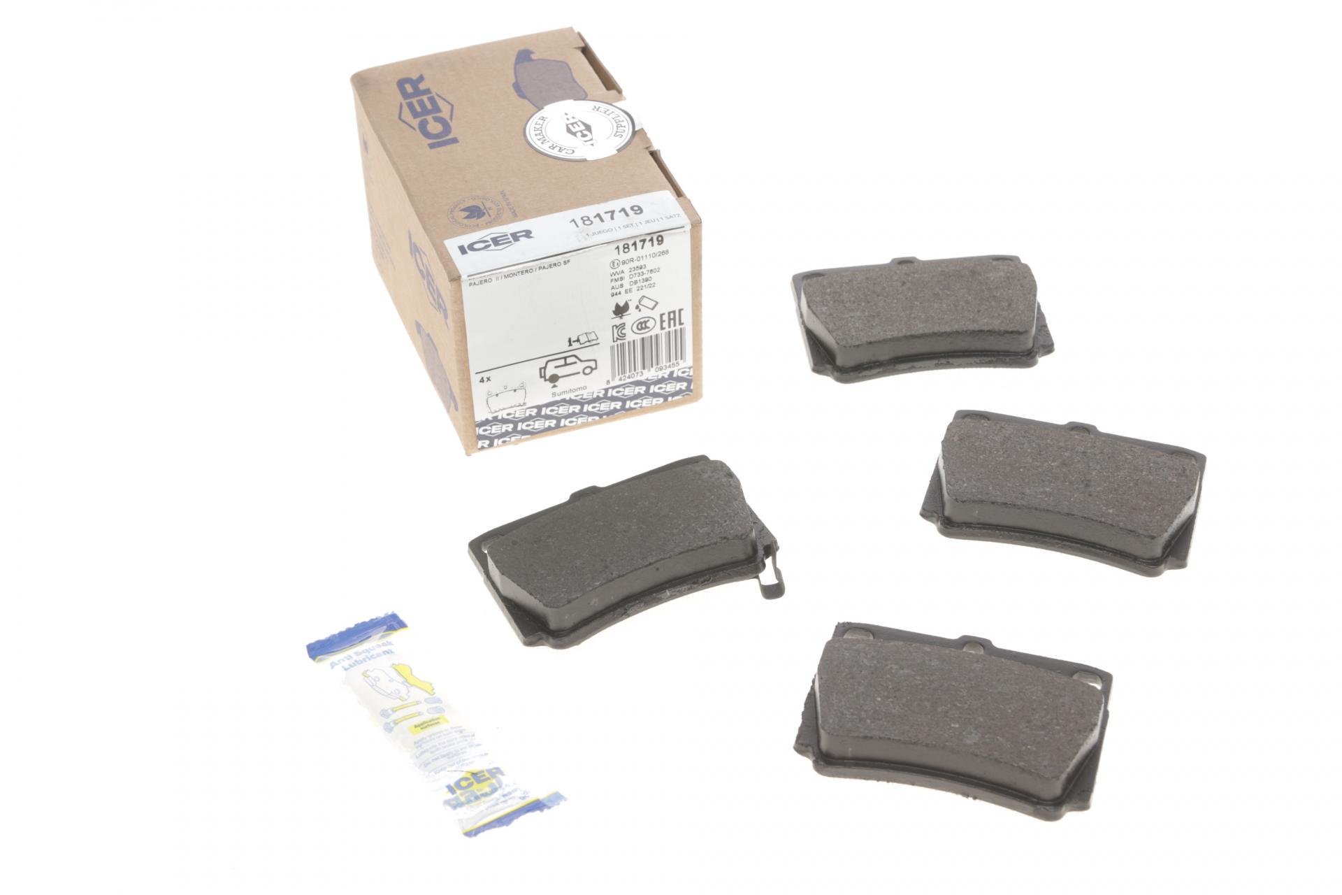Колодки тормозные задние ICER для Mitsubishi Pajero 91-00/Pajero Sport 98- (181719)
