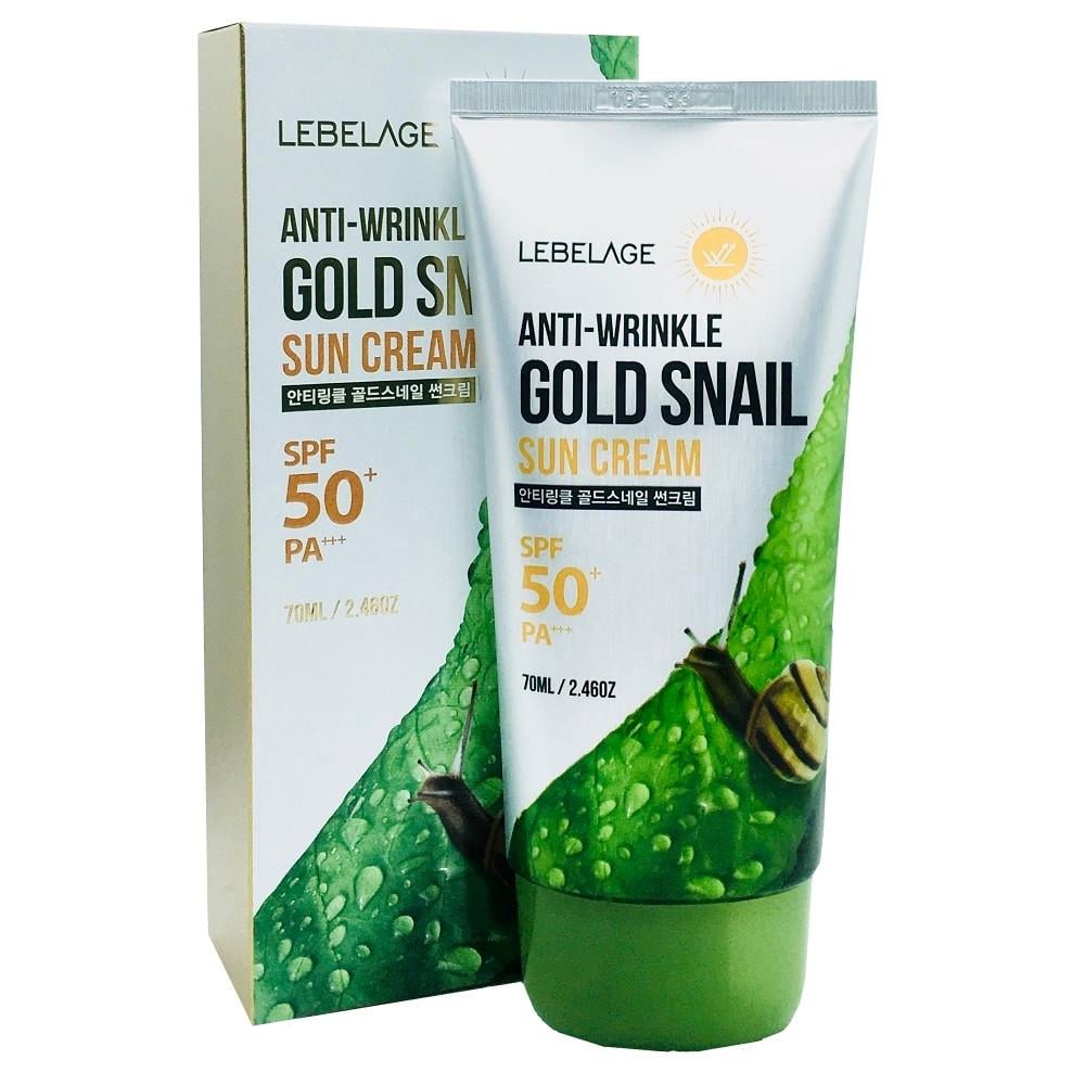 Крем сонцезахисний Lebelage Anti-Wrinkle Gold Snail Sun Cream SPF50+/PA+++ з вітамінами 70 мл (1738892712)