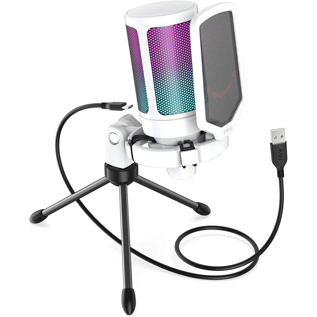 Микрофон конденсаторный FIFINE AMPLIGAME A6V USB с RGB-подсветкой Белый