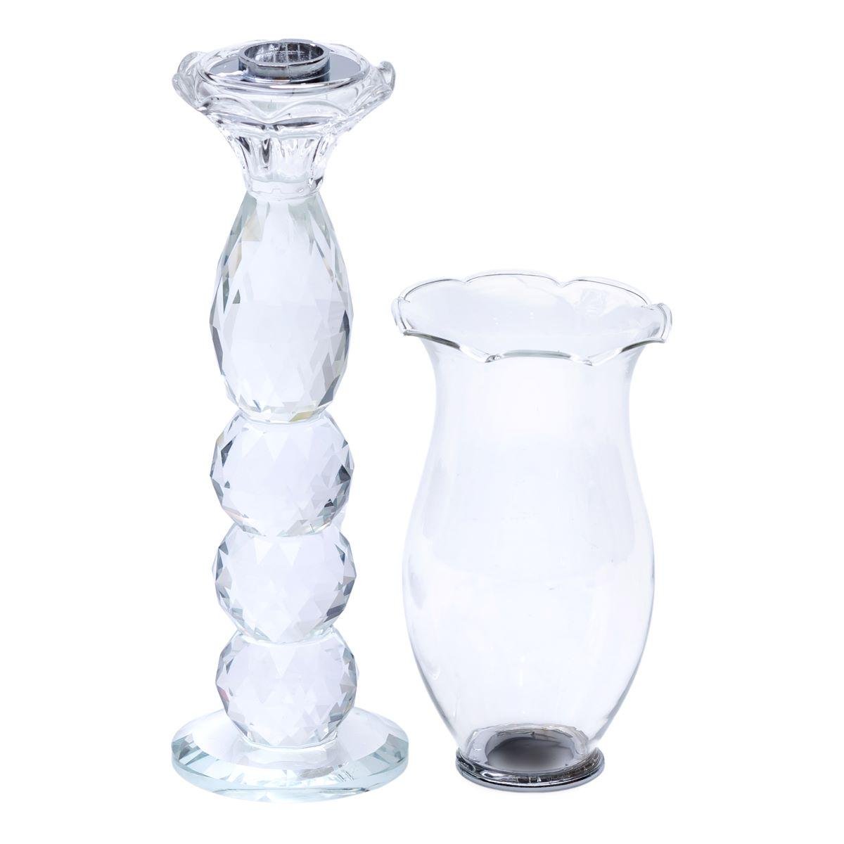 Подсвечник стеклянный декоративный бокал на ножке 7x34,5 см (6902)