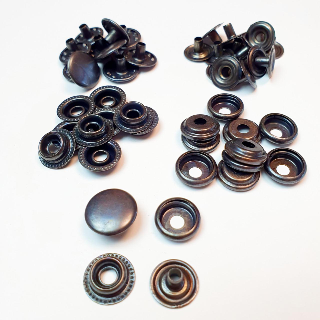 Кнопка металева кільцева STRONG Dash Каппа 15 мм 10 шт. Оксид