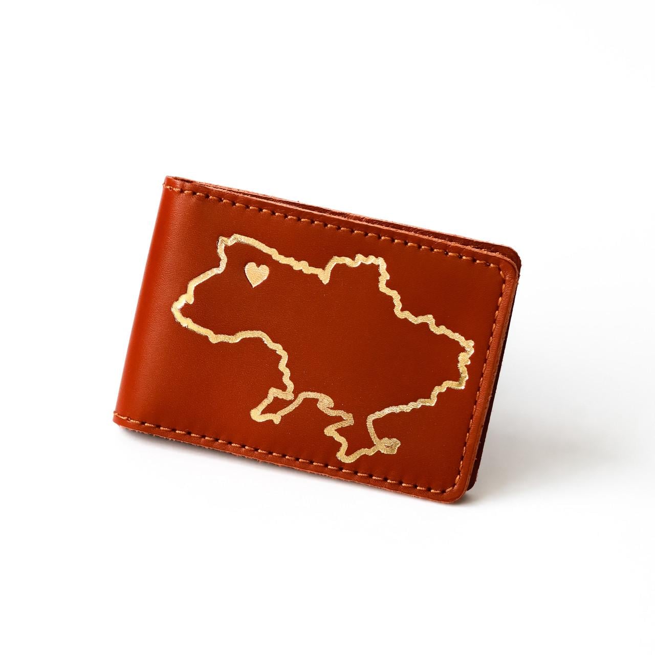 Обкладинка для ID-паспорта карта України Коричневий/Золотий (2137022431)
