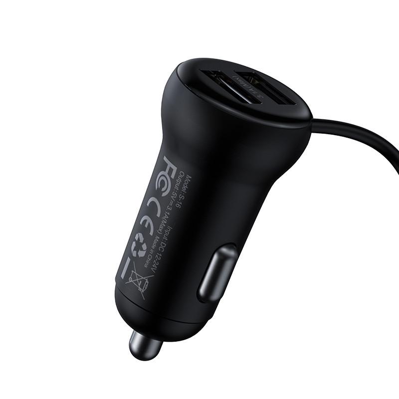 ФМ модулятор BASEUS Wireless MP3 Car Charger T typed S-16 2USB 3.1A - фото 5