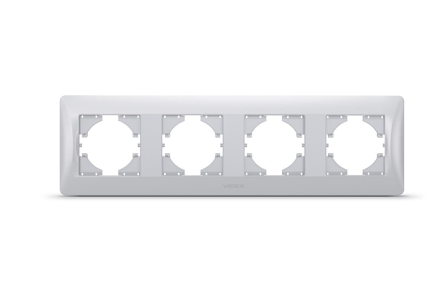 Рамка для розеток Vіdeх Bіnerа 4 места горизонтальная Серебряный (22551070)