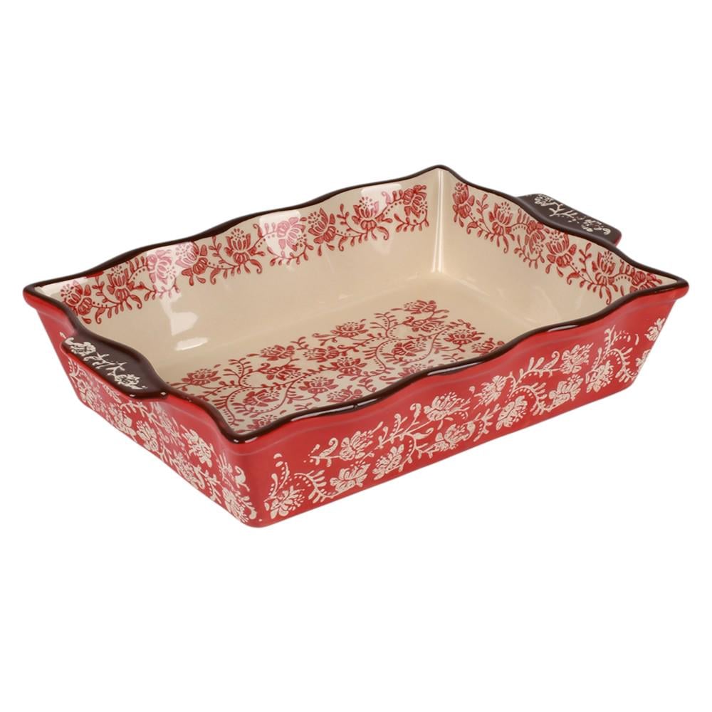 Форма для выпечки с ручками Ornament R35644-M 31х21,5х7 см Бежевый с красным (30359713)