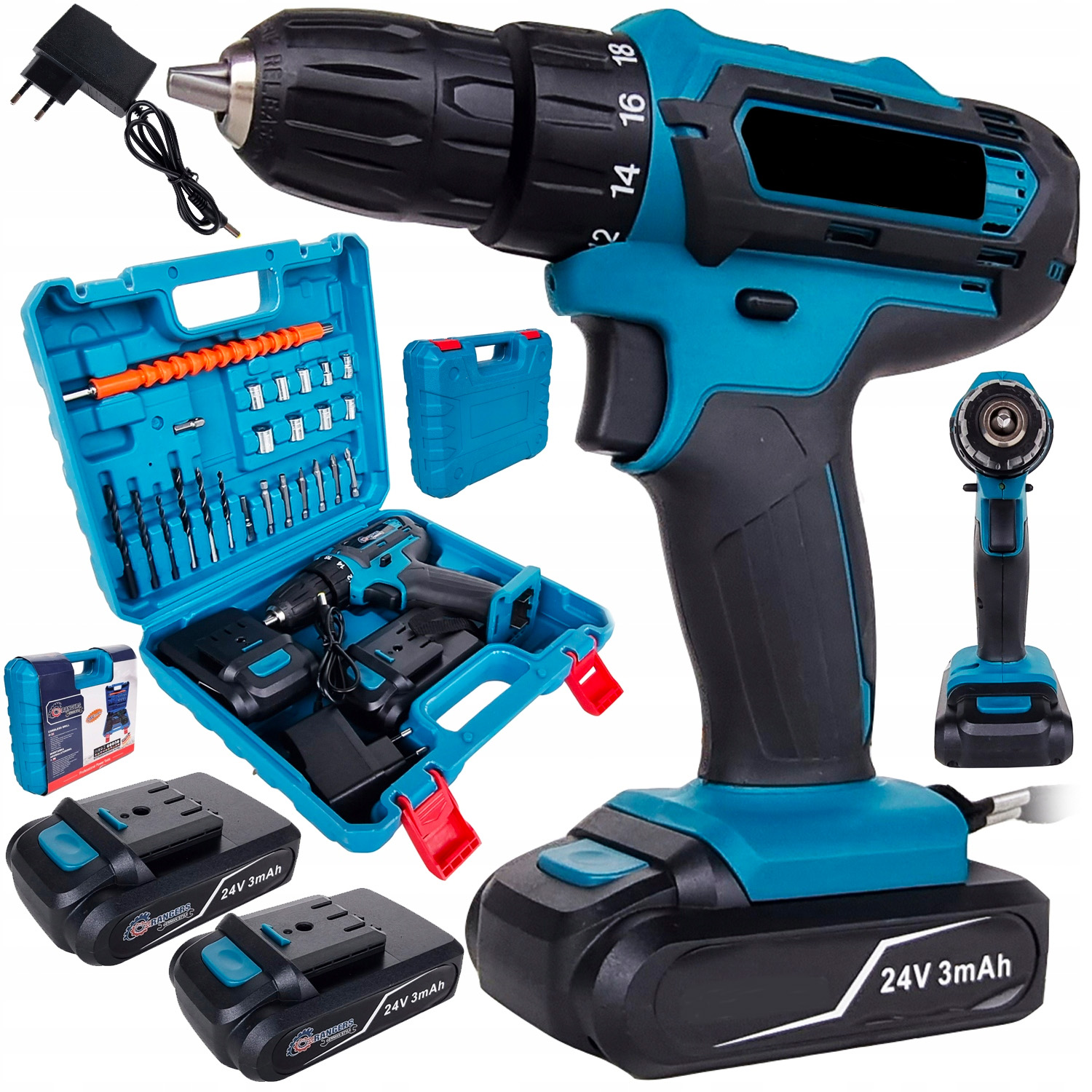 Набор инструментов слесарных 28в1 шуруповерт-дрель аккумуляторная с комплектом насадок/бит/сверл в кейсе 24V - фото 2 Набор инструментов слесарных 28в1 шуруповерт-дрель аккумуляторная с комплектом насадок/бит/сверл в кейсе 24V - фото 2