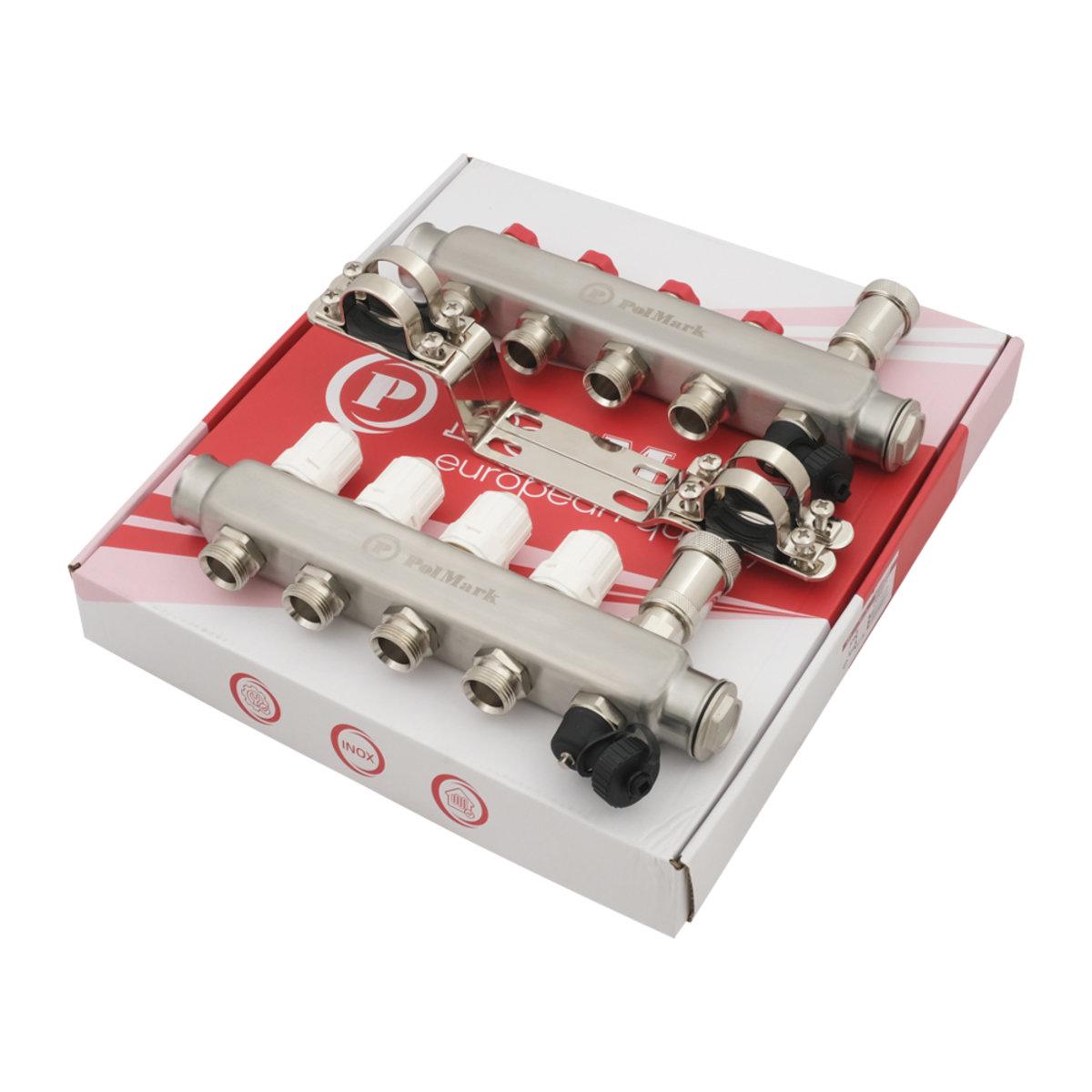 Коллектор Polmark 1x3/4 4 выхода в воздухоотводчик с термоклапанами без евроконусов - фото 4 Коллектор Polmark 1x3/4 4 выхода в воздухоотводчик с термоклапанами без евроконусов - фото 4