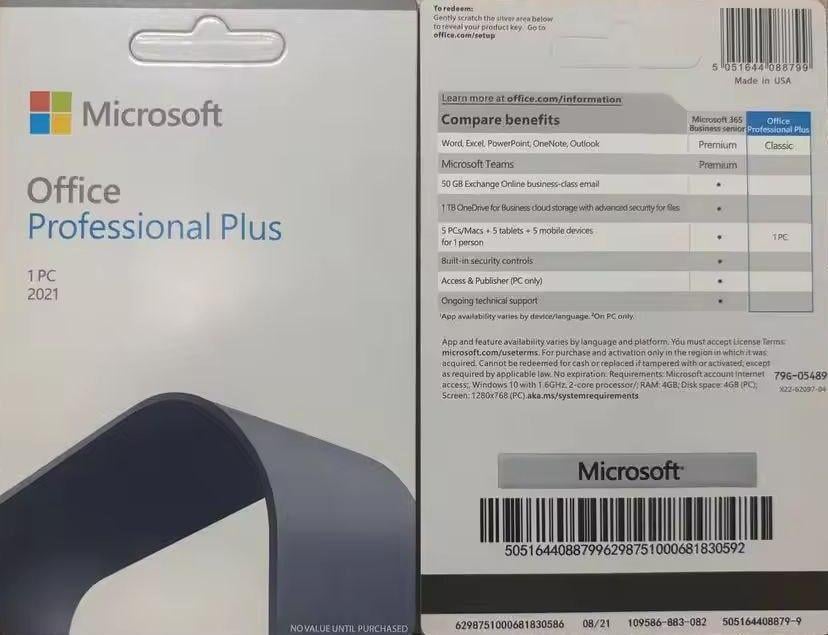 Программное обеспечение Microsoft Office 2021 Professional Plus для Windows ключ-карта new для 1 ПК (79G-05489)