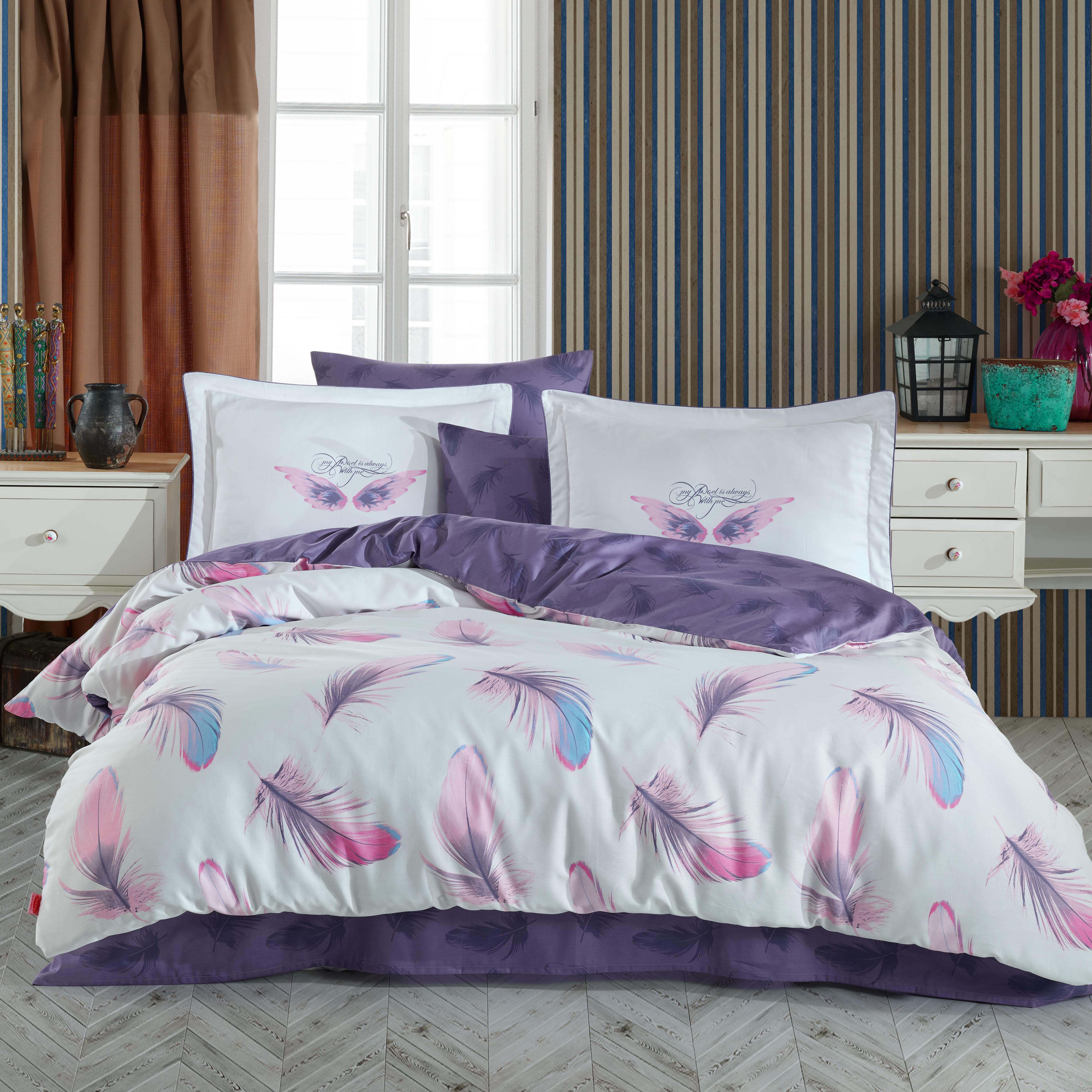 Комплект постільної білизни Hobby Exclusive Sateen Paradise 200х220/50x70 см 4 шт. Фіолетовий (8698499168169)