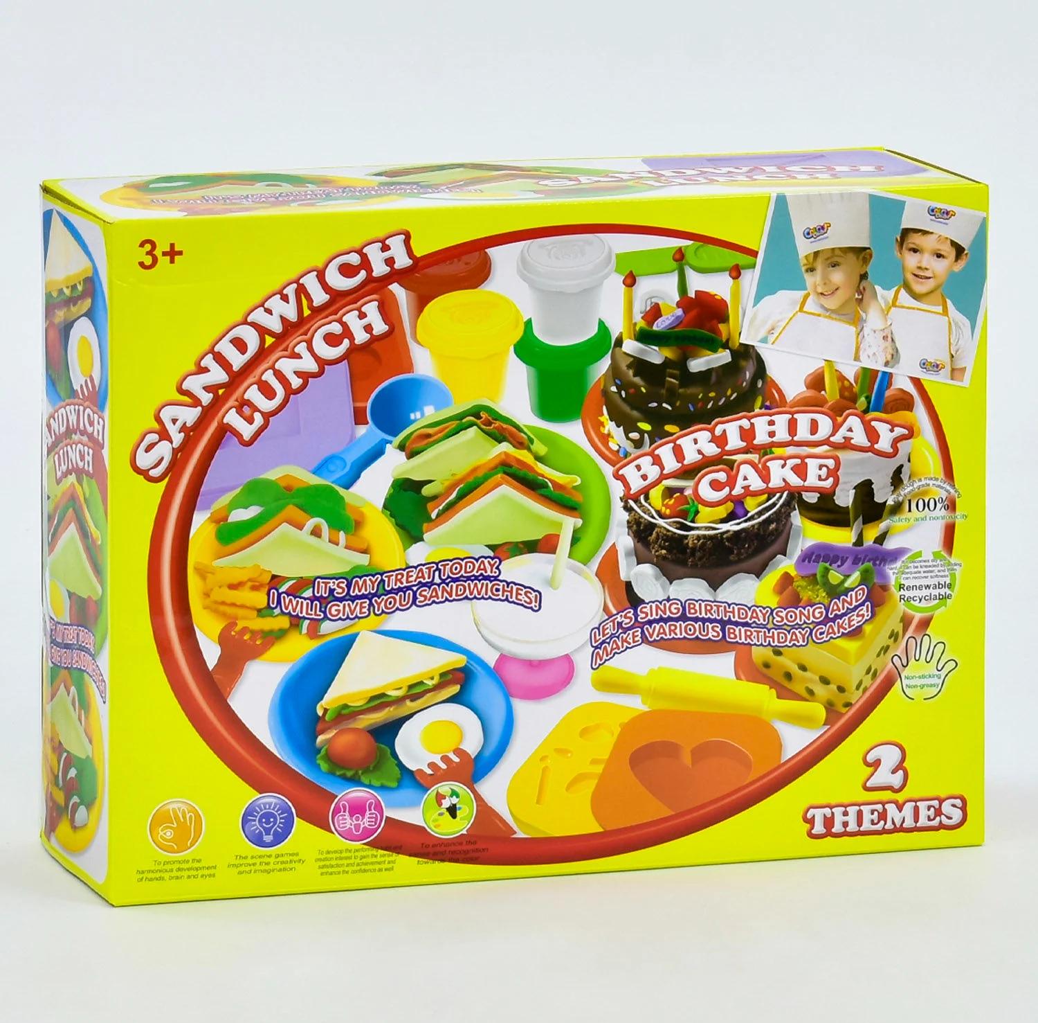 Тесто для лепки Сэндвич-ланч 8328 10 баночек теста/аксессуары/колпак (60627)