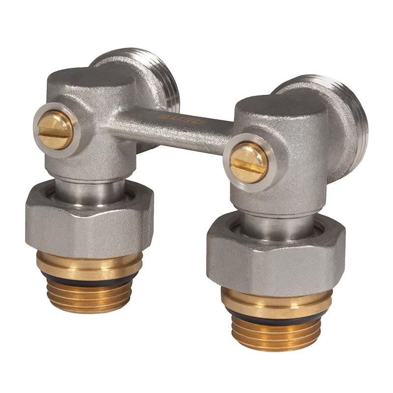 Кран радіаторний Remi кутовий для нижнього підключення бінокль 3/4”х1/2”