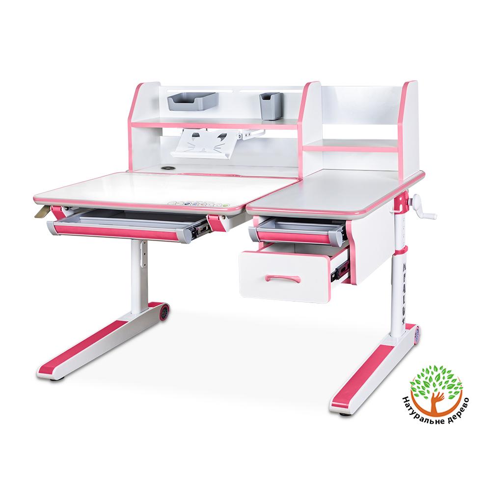 Парта трансформер школьная эргономичная Mealux Sherwood Energy Белый/Розовый (BD-830 W/PN Energy) - фото 2 Парта трансформер школьная эргономичная Mealux Sherwood Energy Белый/Розовый (BD-830 W/PN Energy) - фото 2
