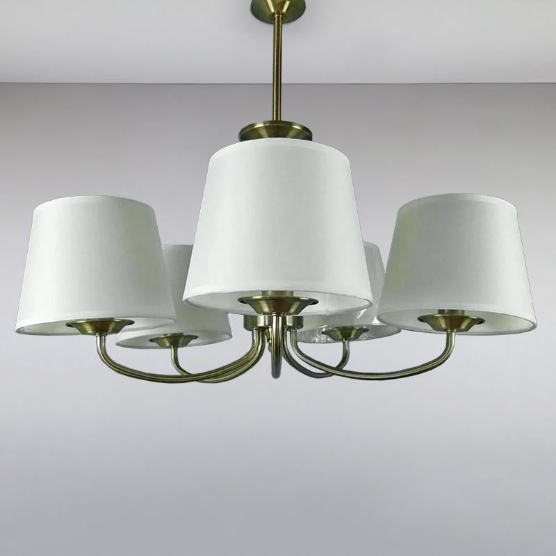 Люстра підвісна Light House NM-15143/5 AB+WT TK на п'ять ламп з абажурами Бронза