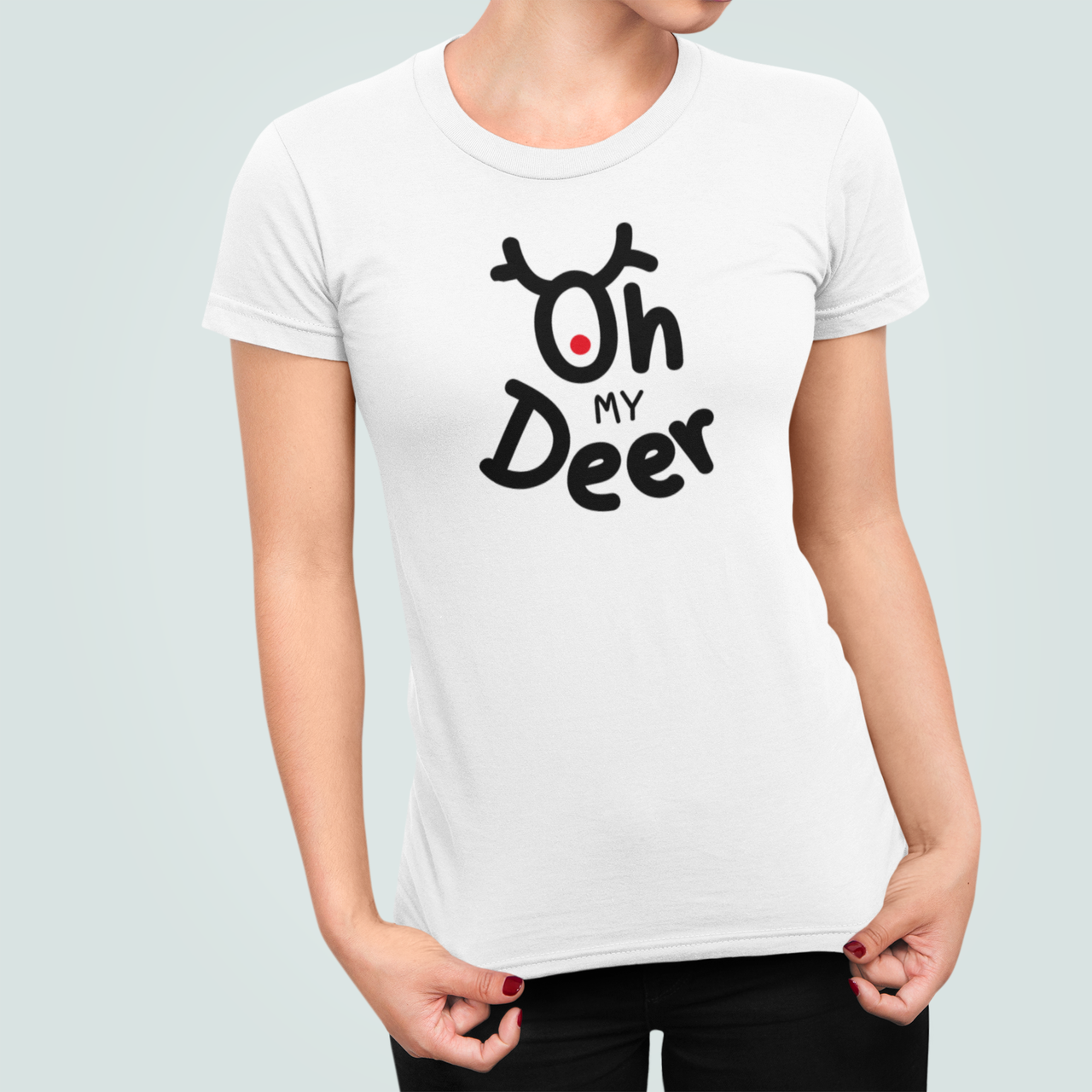 Футболка женская новогодняя Stedman с принтом Oh my Deer XL Белый (НГ91.1-9)
