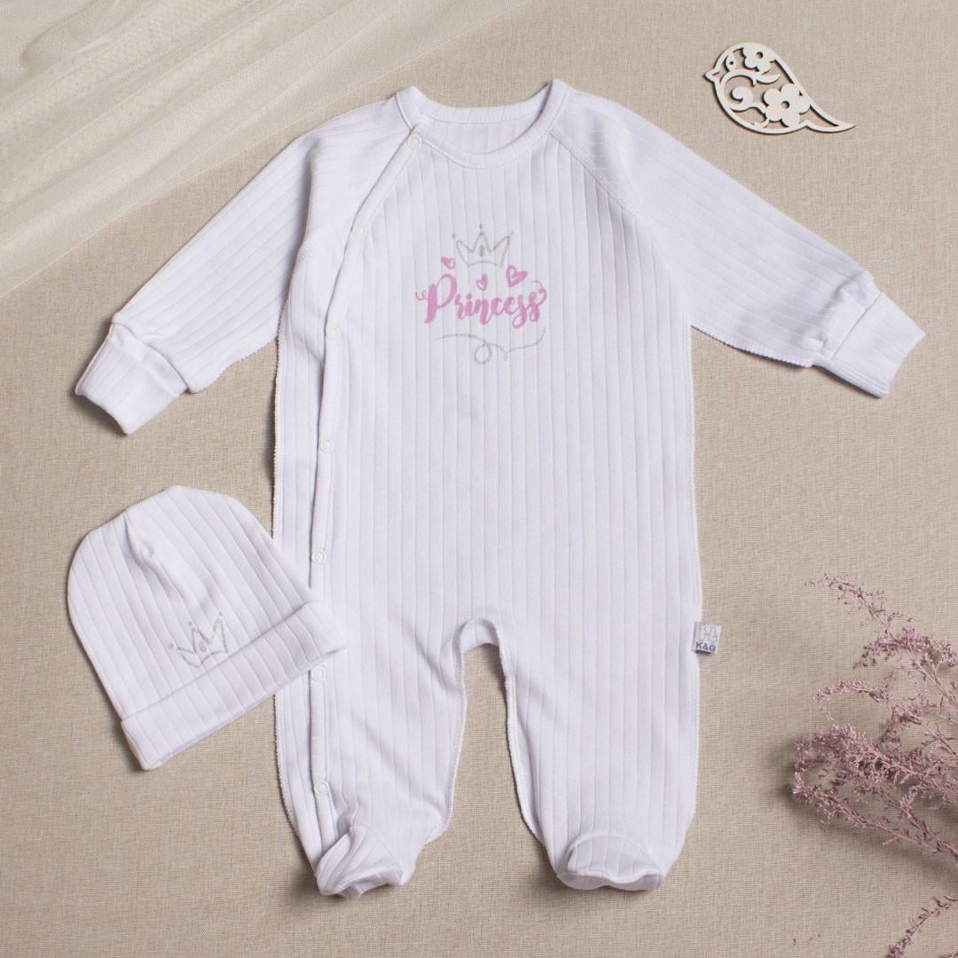 Пижама с шапочкой RoyalBaby Princess интерлок р. 62 Белый (143779-19240) Пижама с шапочкой RoyalBaby Princess интерлок р. 62 Белый (143779-19240)