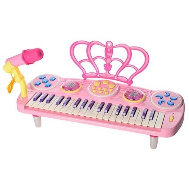 Синтезатор 37 клавиш с микрофоном Розовый (3707A-8A)
