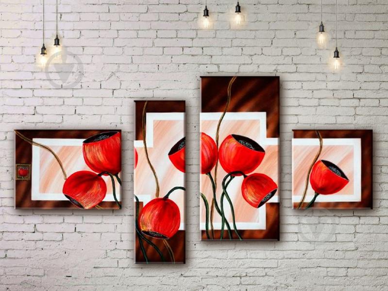 Модульная картина акрилом цветы ArtStar MHM17_4_350 размер 70 х 120 см