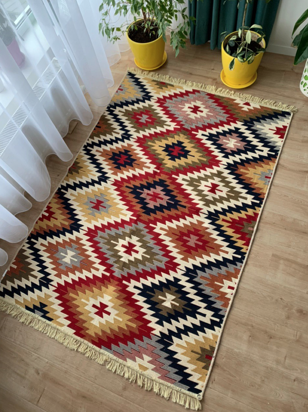 Плетений двосторонній килим Shana Zummi 120x180 см Червоний