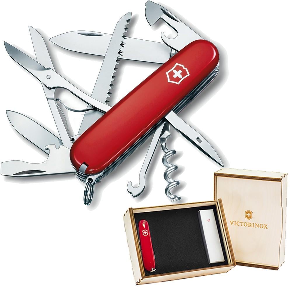 Комплект Victorinox нож швейцарский Huntsman Red 1.3713 и подарочная коробка для ножа 91 мм (vix-2)