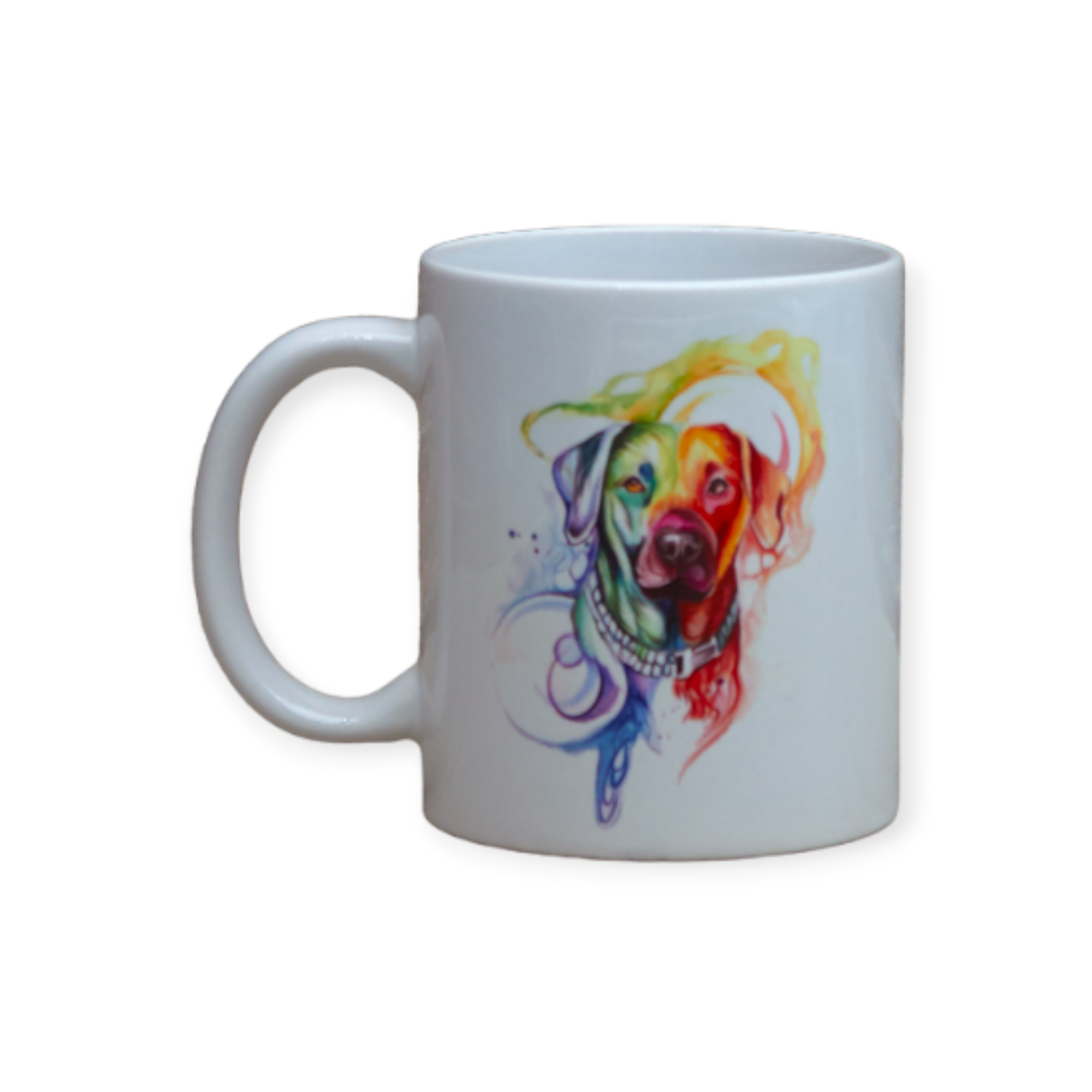 Чашка з принтом песик кольоровий "Я важко працюю" 330 мл (01_K0433021101)