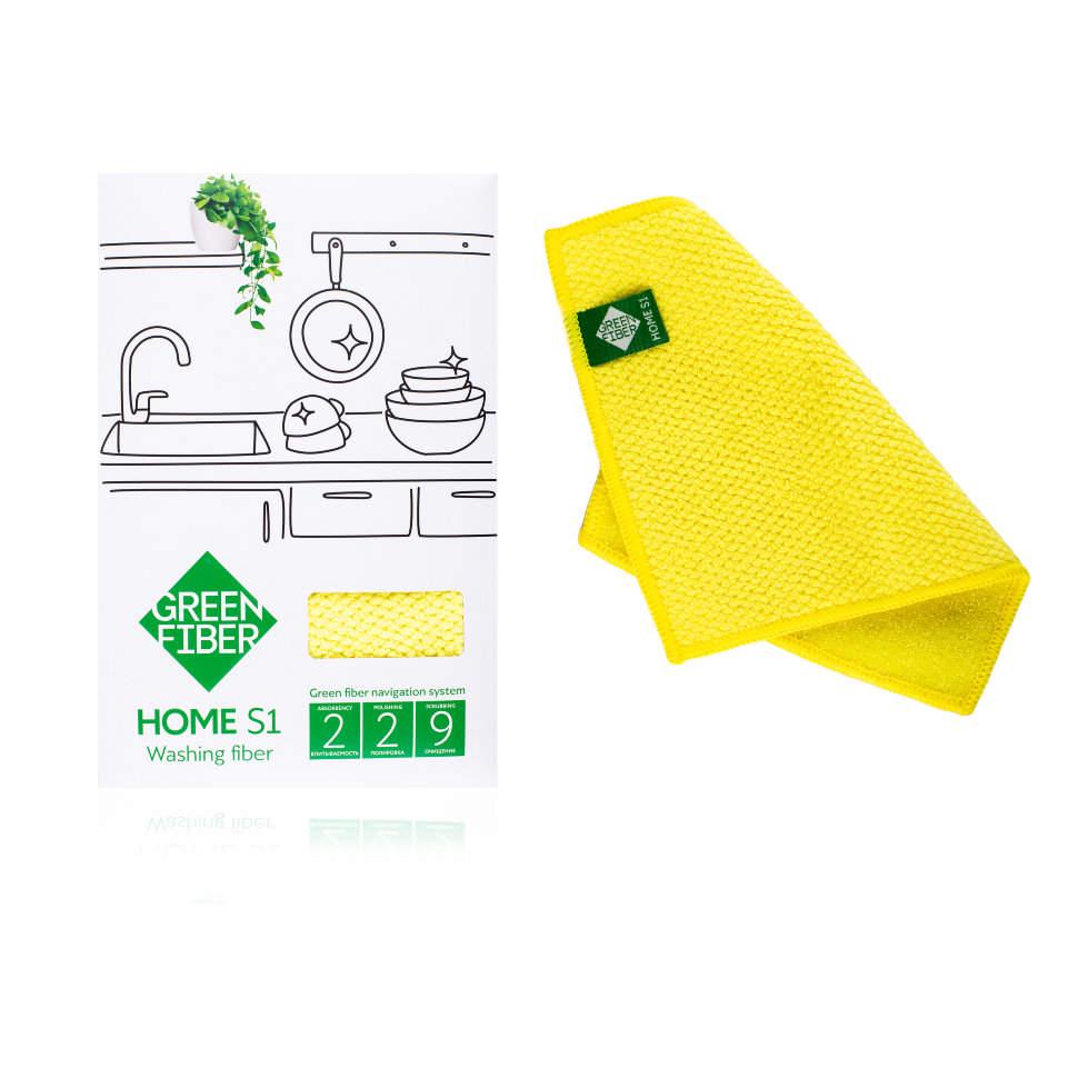 Салфетка для мытья посуды GreenWay Green Fiber Home S1 Файбер Yellow (08006) - фото 2
