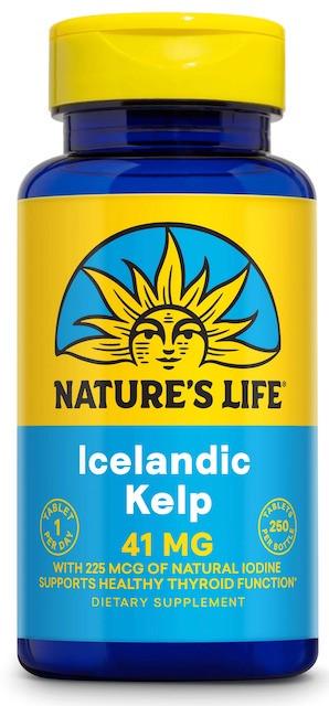 Келп Nature's Life Icelandic Kelp ісландська бура водорість 250 таблеток 225 мкг