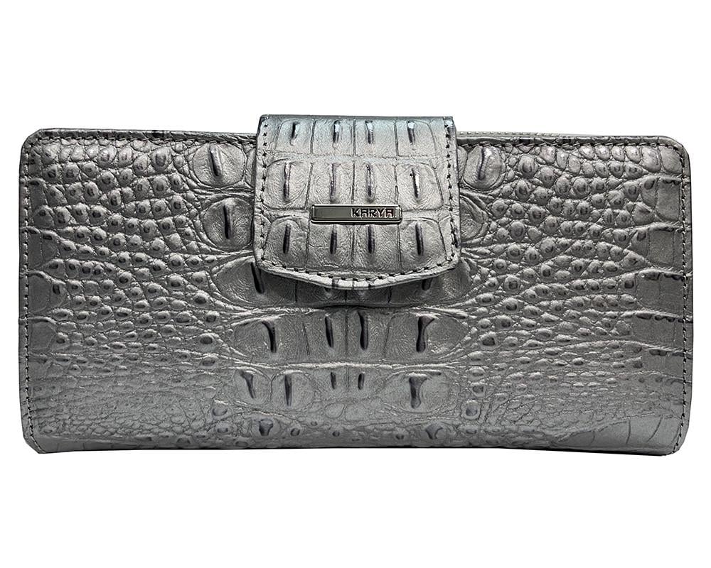 Гаманець жіночий з натуральної шкіри сріблястий Karya (1119-636)