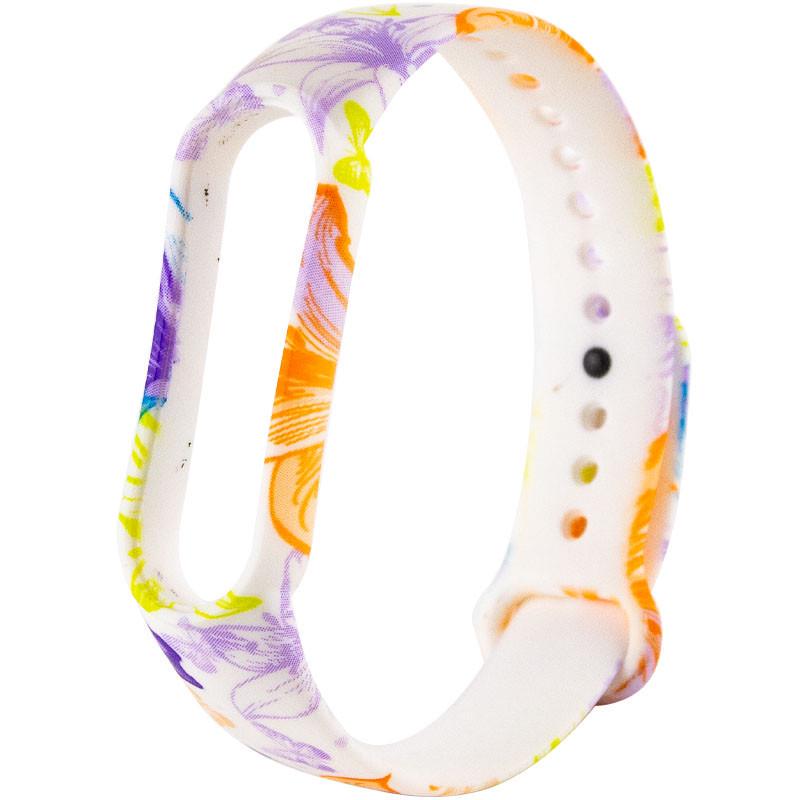 Ремінець силіконовий для Xiaomi Mi Band 5/6 Лілії/Білий (00000037970_34)