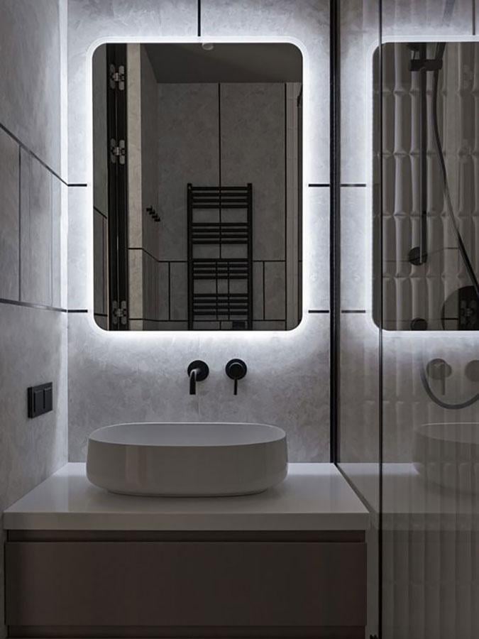 Зеркало прямоугольное с подсветкой/закругленными углами S 40х60 см (10011S-4060stW)