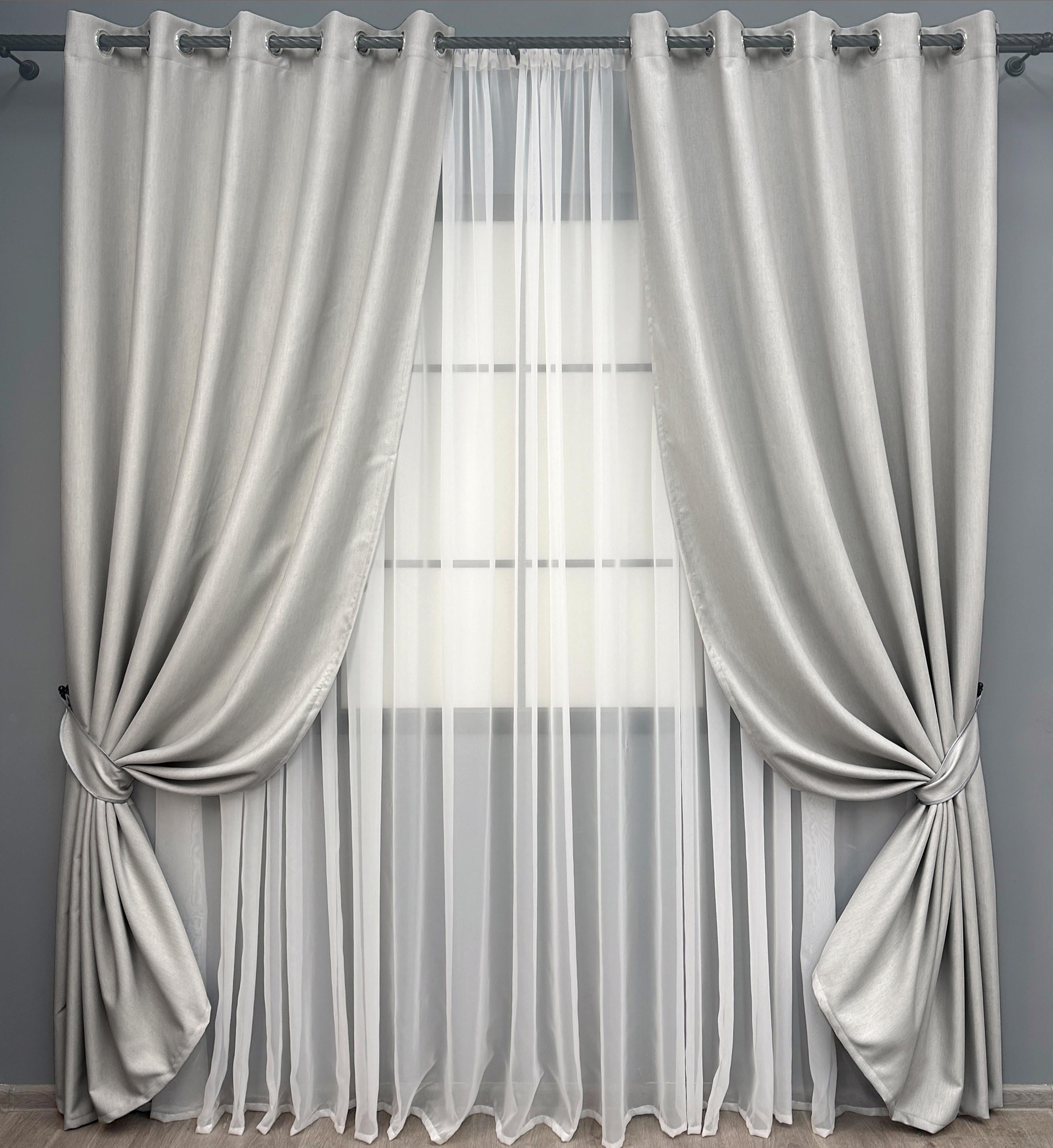 Комплект штор на люверсах VR-Textil Scandi № 1898ш блекаут двосторонній 150х250 см 2 шт. Попелястий (37-0298)