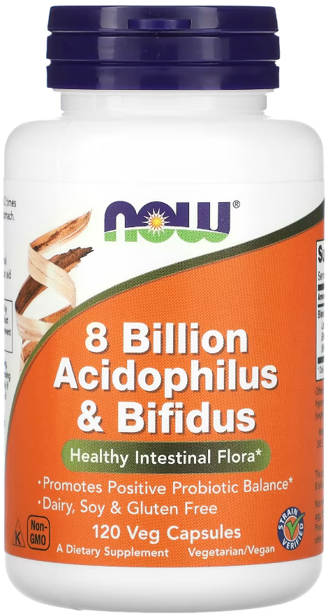 Пробиотик ацидофильных и бифидобактерий NOW 8 Billion Acidophilus&Bifidus 120 caps