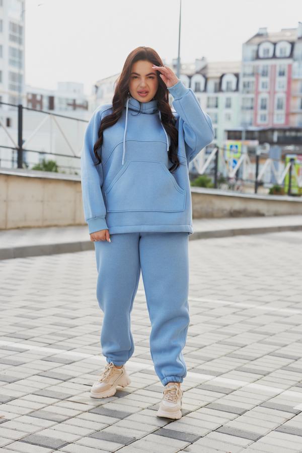 Спортивний костюм жіночий AKSAN зимовий тринитка двійка 3XL/4XL Блакитний (23.2085_blue_52(3XL)-54(4XL))