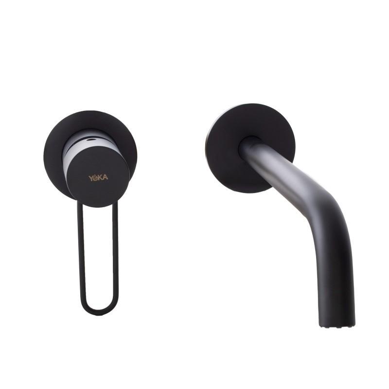 Смеситель для умывальника Yoka RENI BU.RENI-BLK настенный однорычажный Черный (214463)