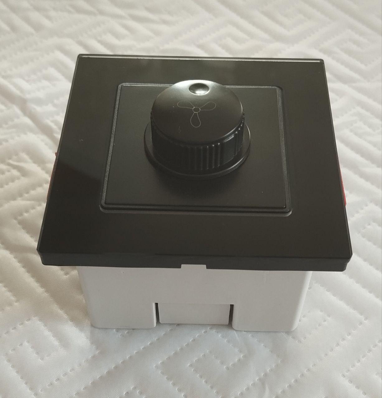 Регулятор оборотов вентилятора Glass стеклопластик и коробка монтажная Black - фото 2 Регулятор оборотов вентилятора Glass стеклопластик и коробка монтажная Black - фото 2